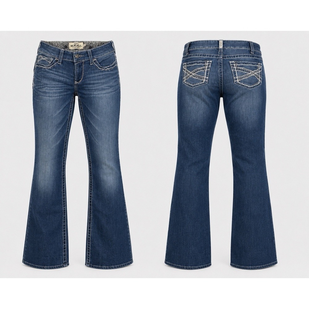 Ariat REAL Jeans Womens 33R Blue Bootcut Stretch Denim Mid Rise Western marine